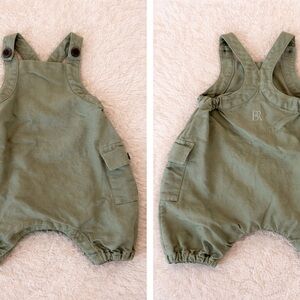BR Baby Olive Green Romper 3-6M 🌿 Cargo Pocket Bubble Romper
